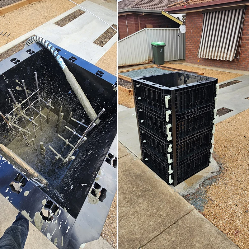 Light Weight Reusable Modular Adjustable Building Column Plastic Formwork for Concrete Construction