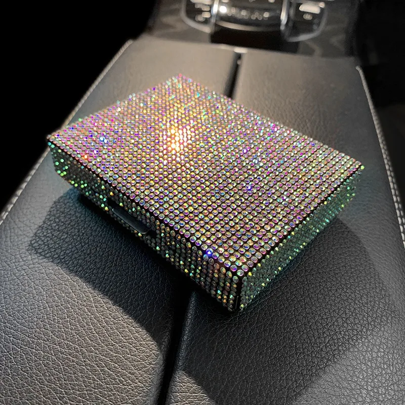 Metal Pu Leather Crystal Diamond Bling Rhinestone Credit Card Organizer Business Name Card Holder Case Pocket