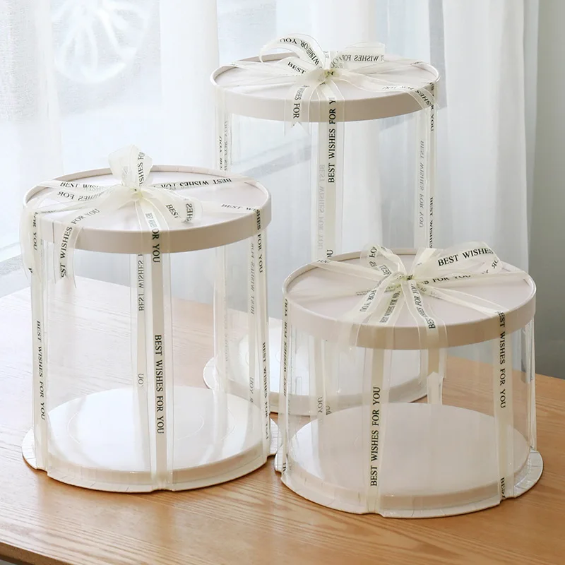 Wholesale transparent packaging boxes tall cake boxes for tiered cakes wedding foldable cake boxes