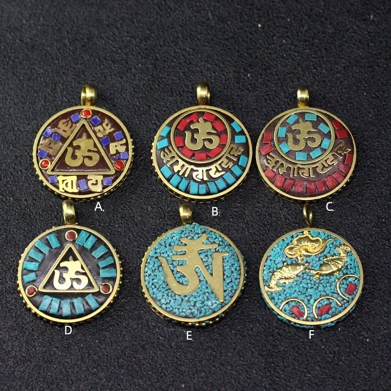 Moyamiya jewelry handmade Nepal style tibetan six mantras natural stone pendant for bracelet necklace visuteria buddhist