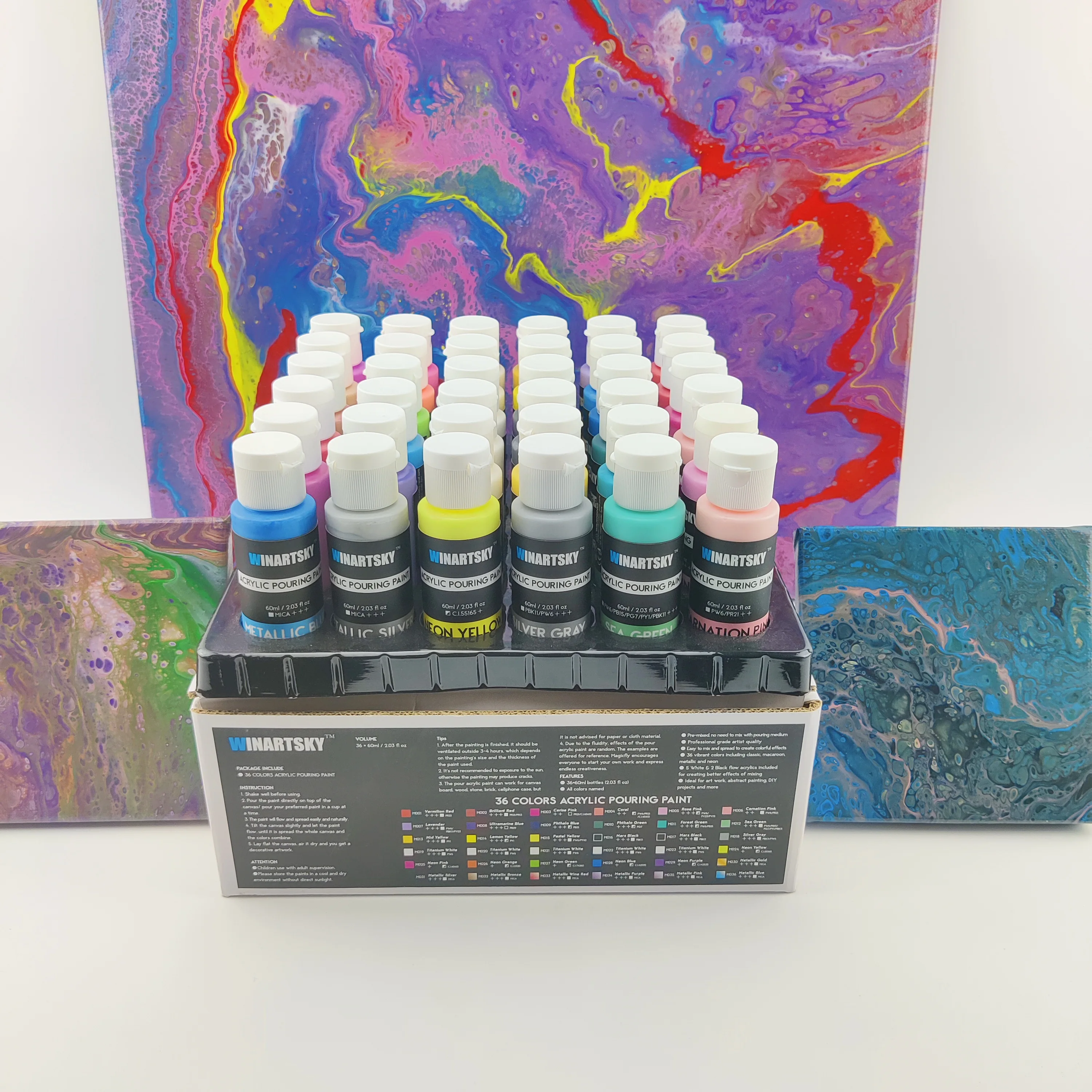 Набор акриловых красок ручной росписи «сделай сам», 36 цветов (2 жидких унции/бутылка 60 мл)