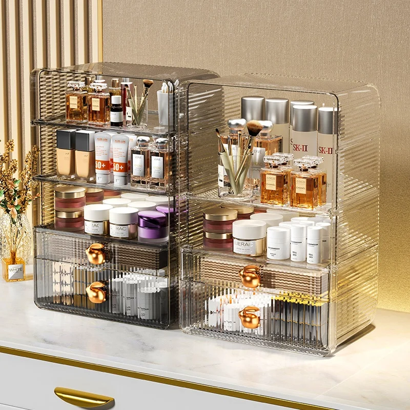 High Quality Luxury Transparent Visible Makeup Organization Plastic PET Drawer Cosmetic Jewelry Storage Box