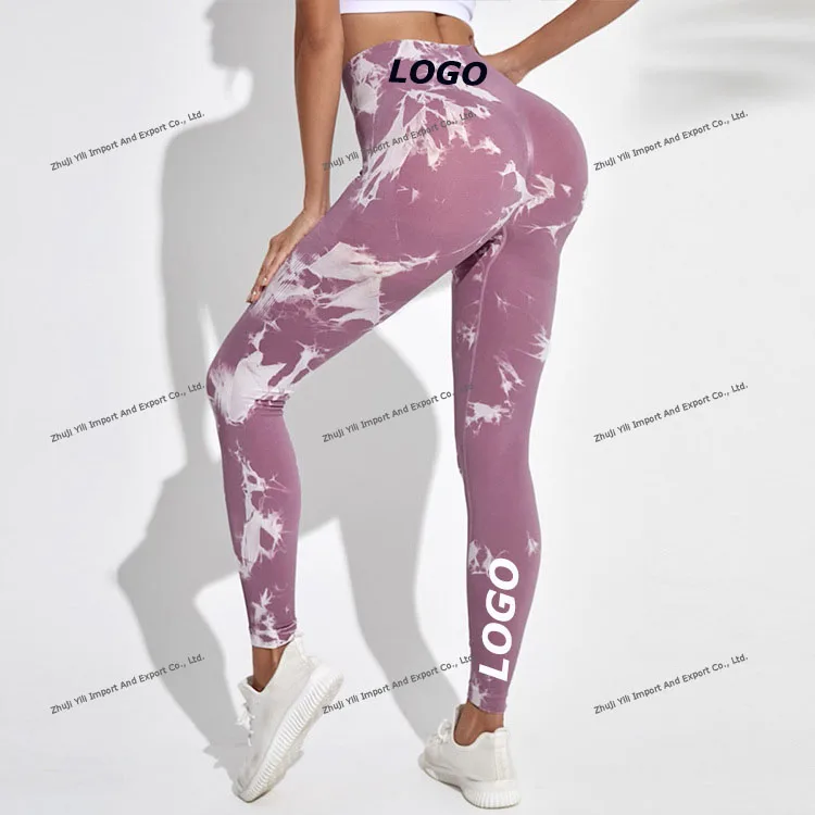 Quick-drying Large Stretch High Waist Yoga Fitness Pants Tie Dye Marble Soft Seamless Scrunch butt Yoga Leggings Tight For Woman