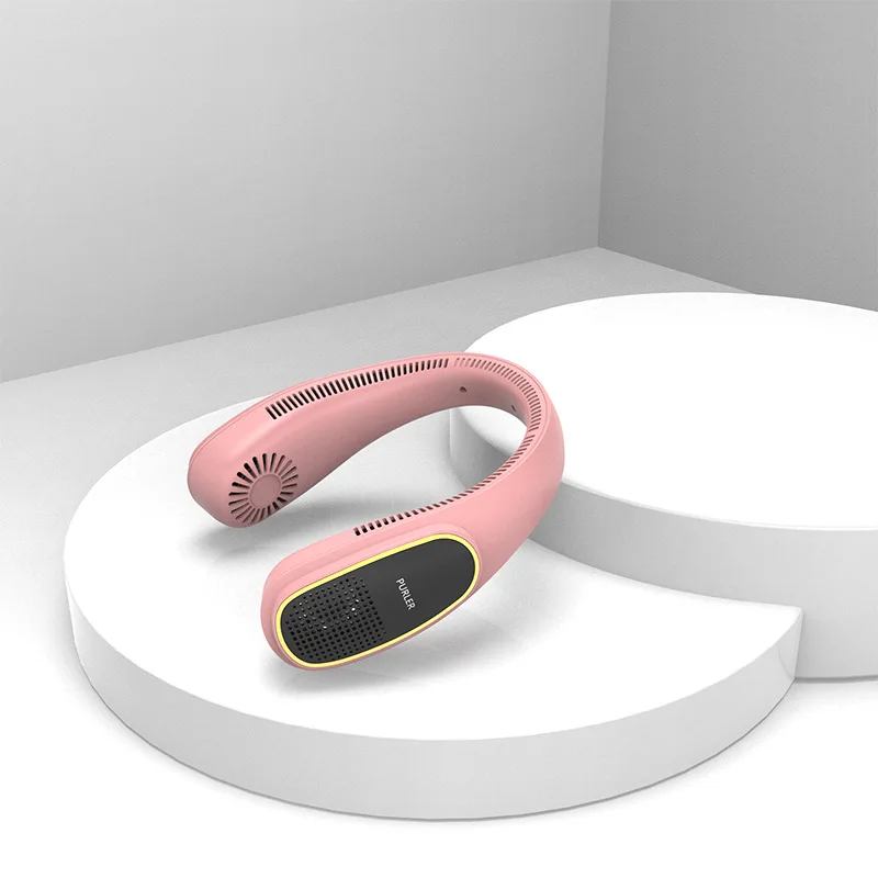 New hanging neck fan portable leafless hanging  lazy outdoor hanging neck small fan charging fan