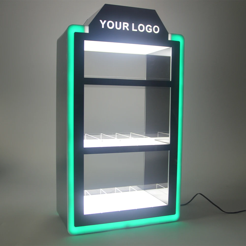 Customize Cigarette Display Stand Counter top Smoking Shop LED lighting Acrylic Display