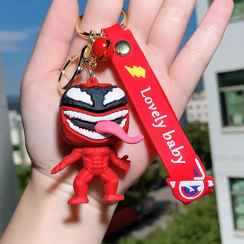 2023 Hot Sale New Marvel Poison Poison Deadly Guardian Venom Keychain Movie Same Personality Pendant Creative 3 Rubber Keychain