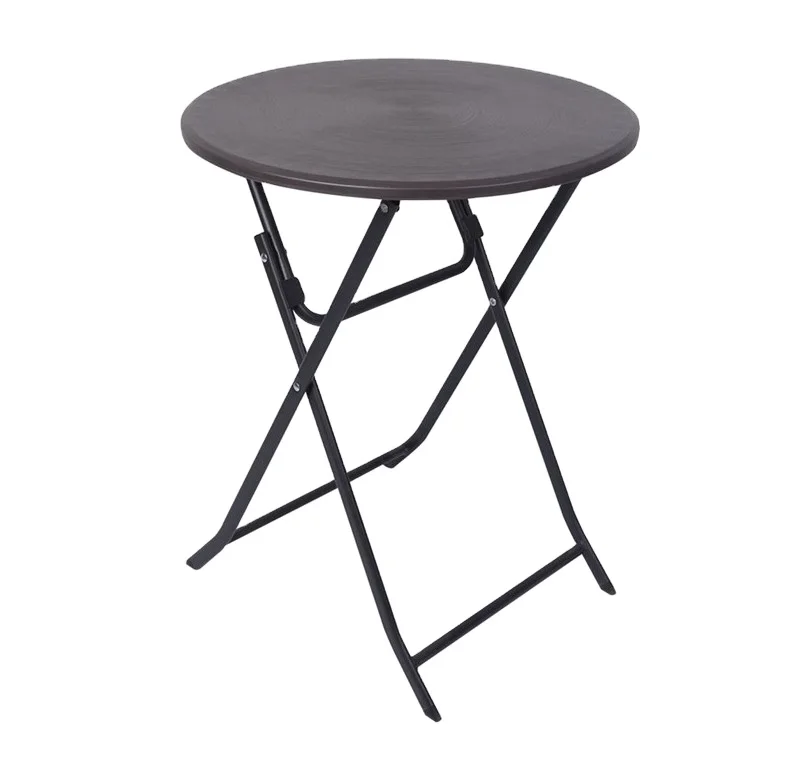60cm Outdoor Wood Grain Garden Balcony Coffee Table Plastic Folding Round Bar Table Easy Carrying Fold Picnic Table