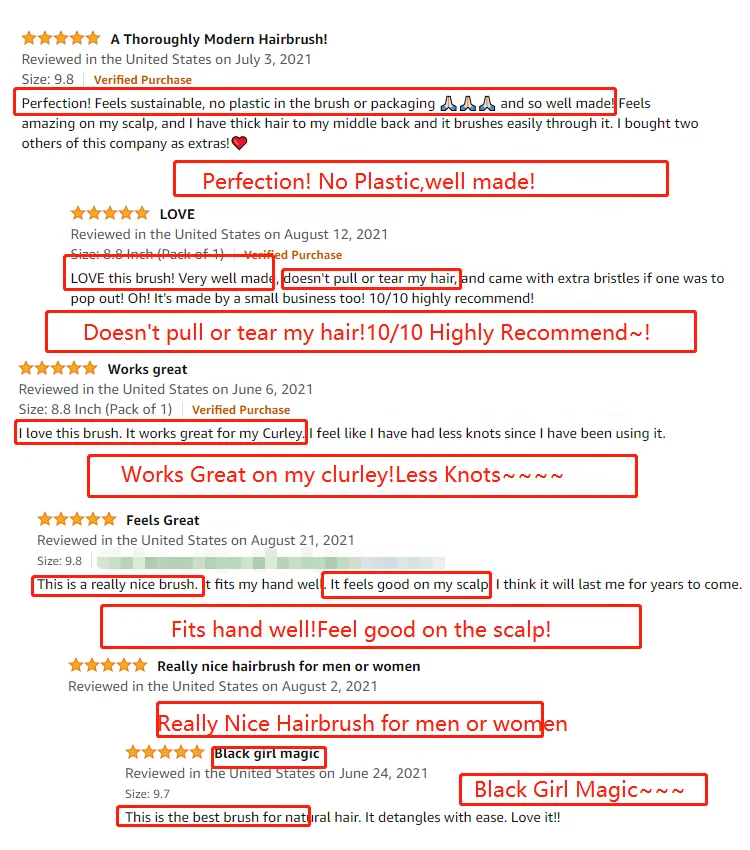 detangling soft boar bristle tangle free bamboo/wooden curly hair brush