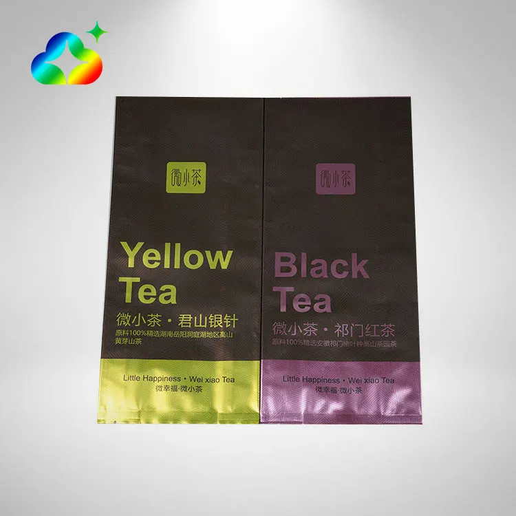 Custom Printed Biodegradable Flat Bottom Aluminum Foil Laminated Middle Sealed Plastic Bags For Coffee Tea Packaging