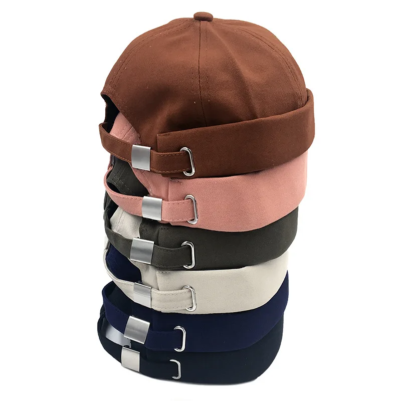Wholesale Unisex Brimless Baseball Cap Baseball Blank Custom And Adjustable Docker Cap With Vintage Rolled Cuff Brimless Hat