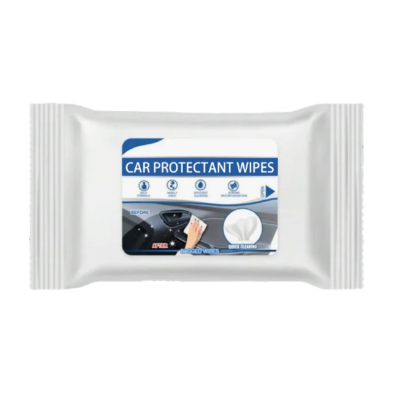 Bag Packed Non-woven Fabric Soft Leather Care Polishing Wet Wipes for Car Interior Cleaning
