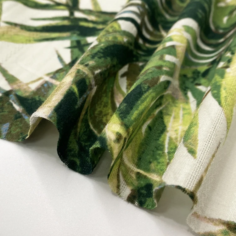 Harvest dobby stripe palm tree design digital print 100% cotton fabric for dress and shirt