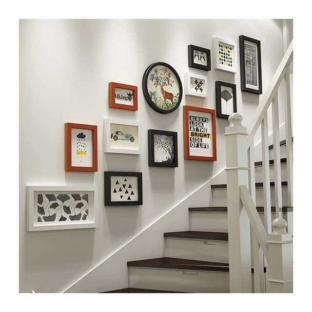 Modern black white minimalist photo picture frame set