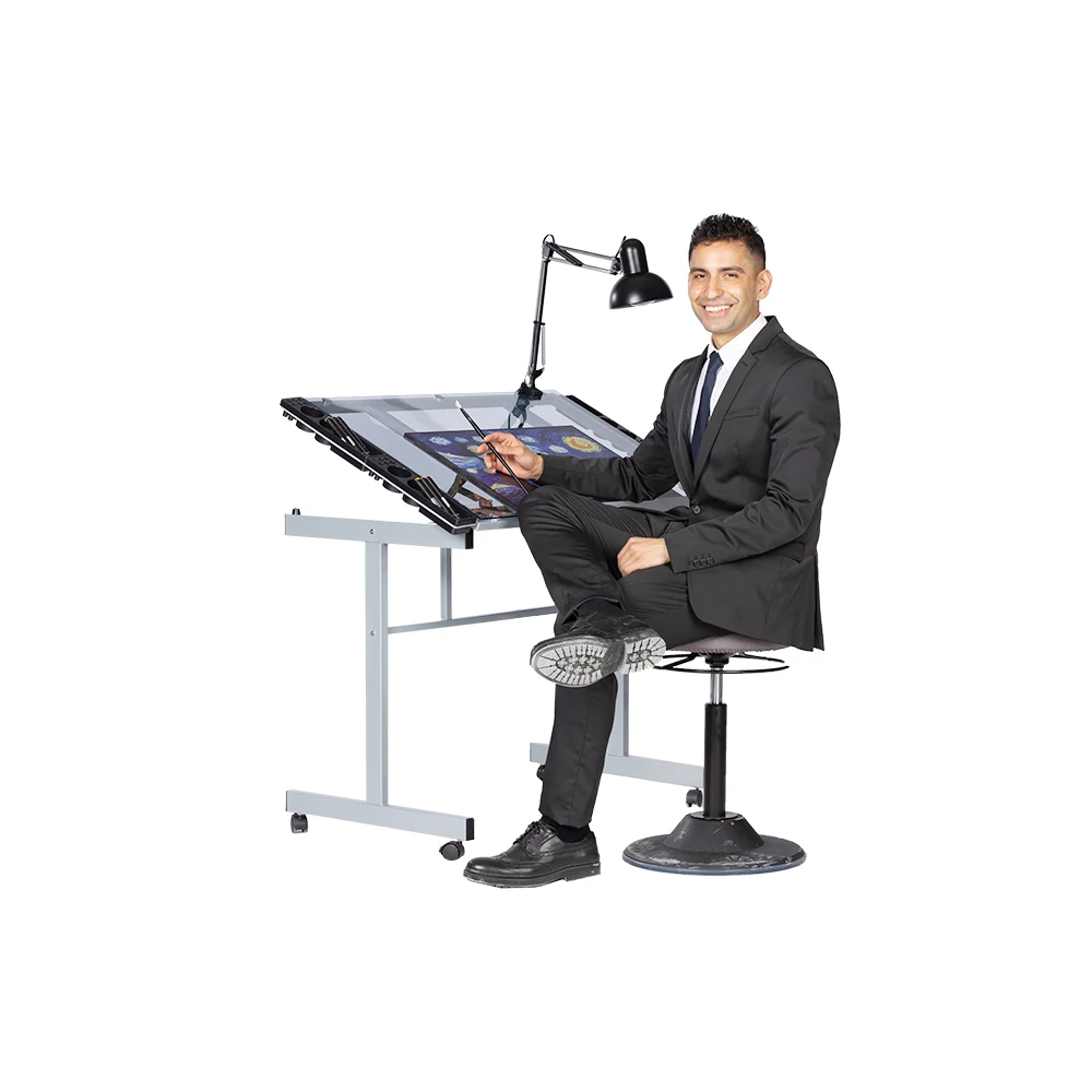 Eisdir DT2 High Quality Transparent Glass Top Height Adjustable Drawing Table Drafting Table For School Home Furniture