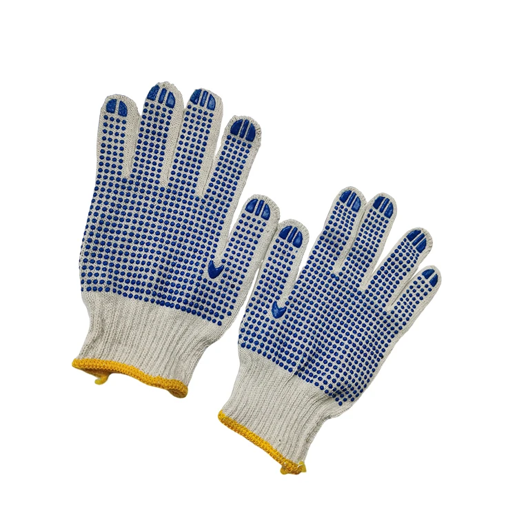 Genez Wholesale Safety Product White 10Guage Work Gloves Cotton Knitted PVC dot Safety Gloves Working