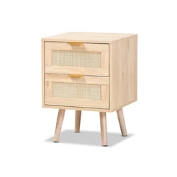 Производитель современной 2 ящиками тумбочке MDF деревянная спальная мебель из ротанга прикроватный столик