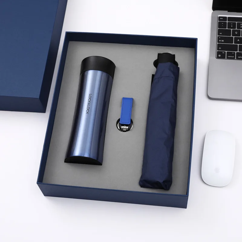 High Quality  Business Gift 3 In 1 Custom Logo Thermal Bottle Pen And USB Flash Office Gift Box Set