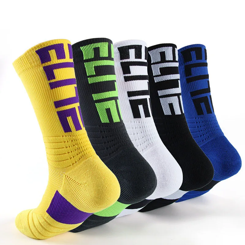 Logo Design Customized Cushion Thick Terry Non-slip Bottom Crew Calcetines Elite Sport Socks Men Basketball