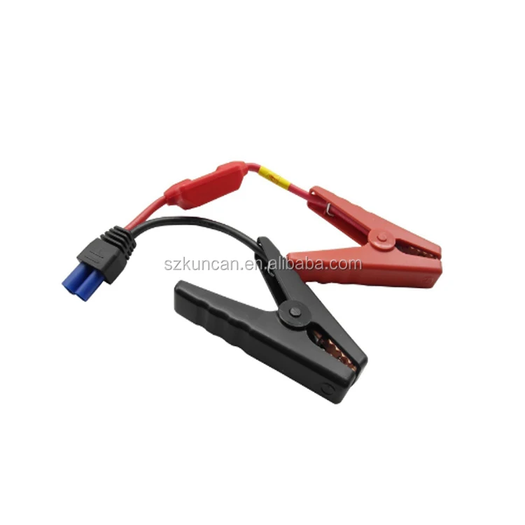 Car jumper cable for emergency power supply, clamp type alligator clip for connector EC5 to 12 in