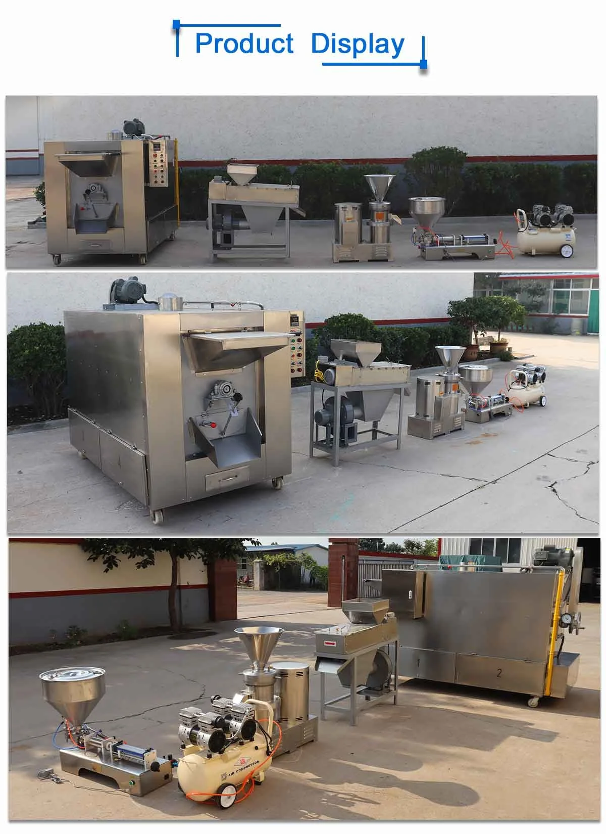 Automatic industrial small scale stainless steel peanut nut sesame melon seed grinding machine process line machine