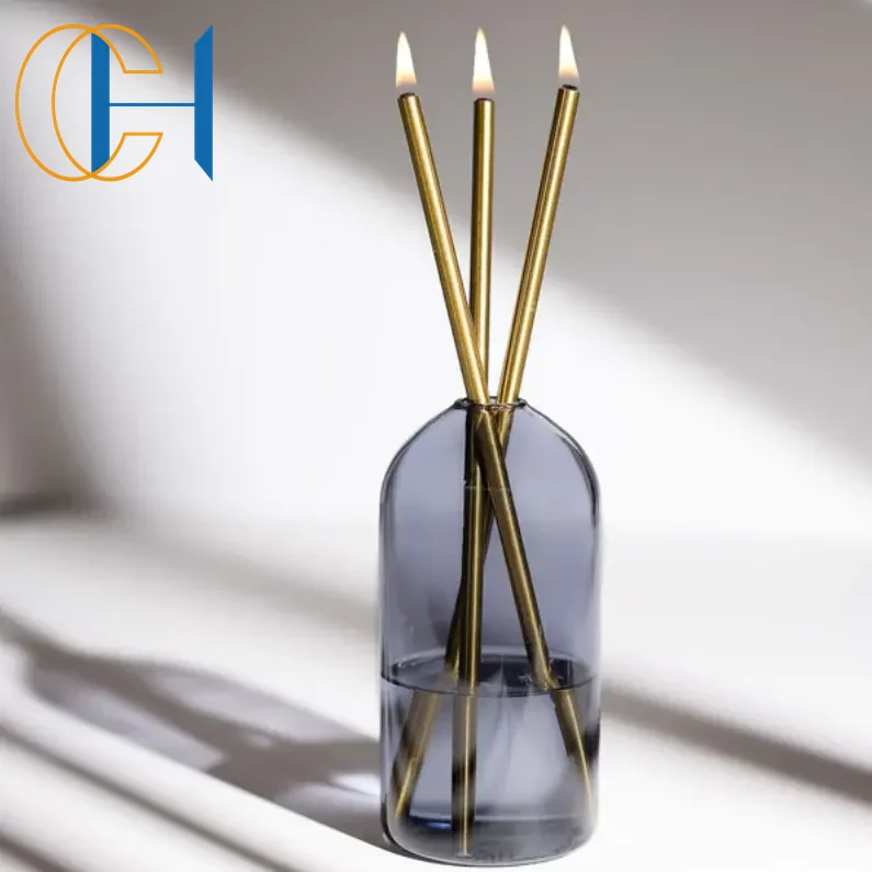 C&H Wholesale Private Label Metal Stick Glass Oil Candle Holder Everlasting Candles Oil Candle oil lamp