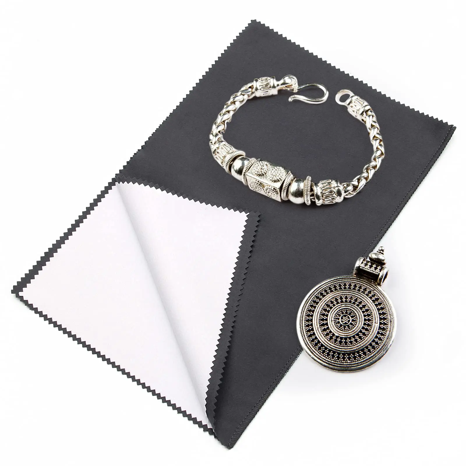 Microfiber Four Layer Silver Polishing Cloth Custom Jewelry Cleaning Cloth for Sterling Silver Jewelry Trays Dish Flatware