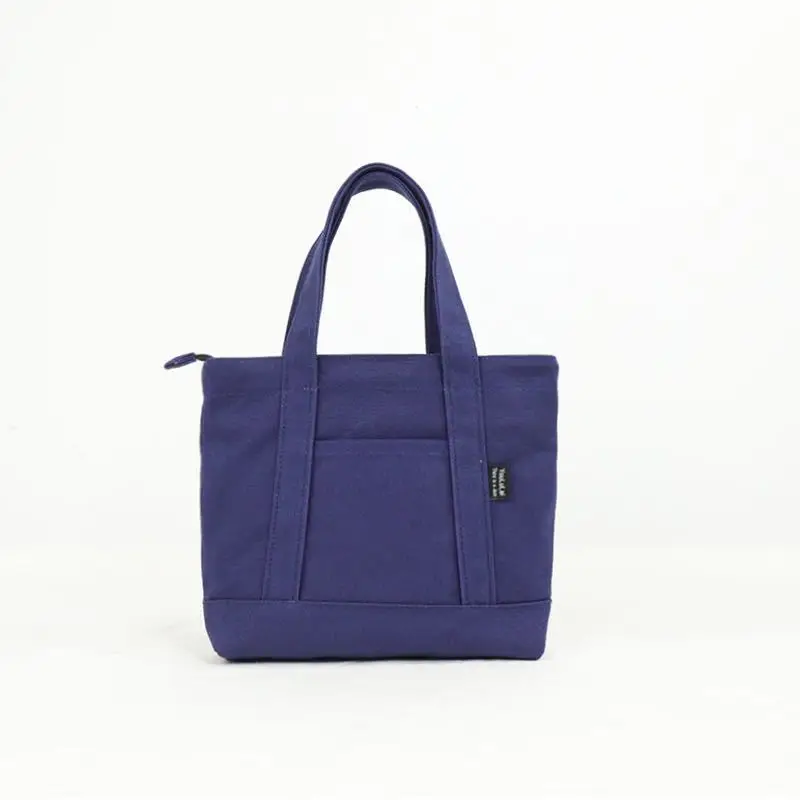 Custom Size Recycle Reusable Shopping Blank Organic Plain  canvas tote bag with pocket and zipper