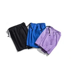 Trendy Summer Men Casual Solid Color Sport Shorts Men Custom Embossed Logo Streetwear Shorts