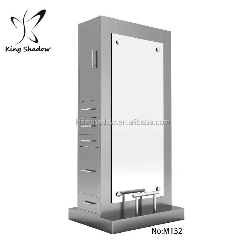 styling custom logo double side drawers handheld mirror counter hair oval station salon mirror