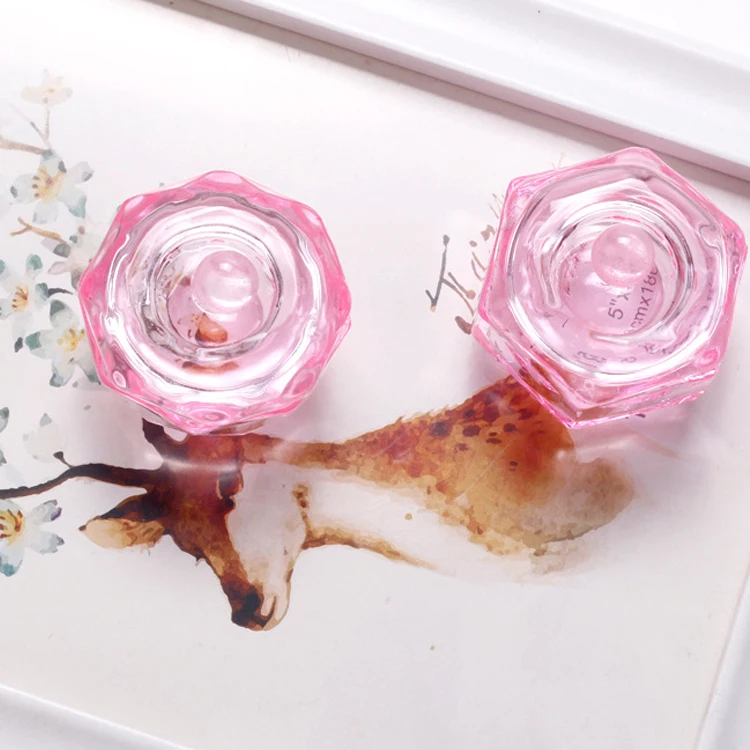 Crystal Pink Dapper dish for nail art acrylic liquid nail art liquid container glass dish