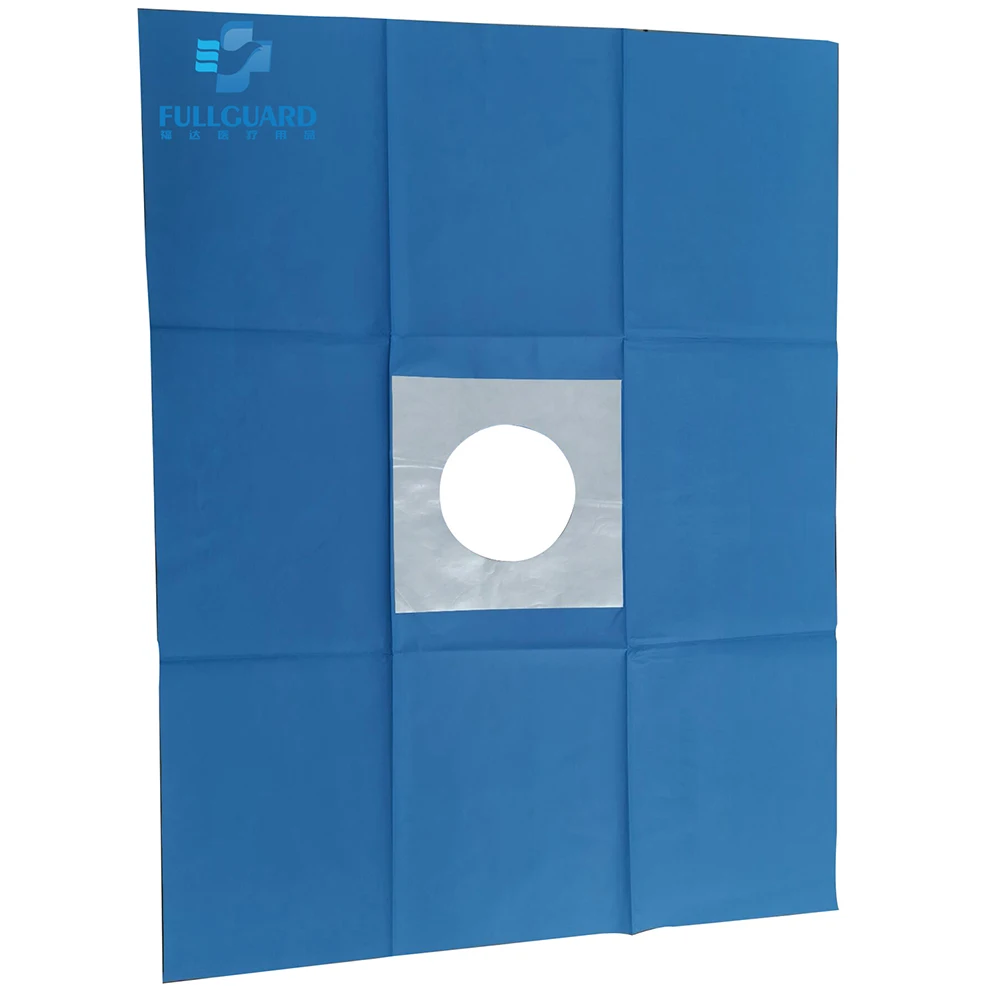 CE Approval Sterile Surgical Field Fenestrated Drape with Hole and Adhesive