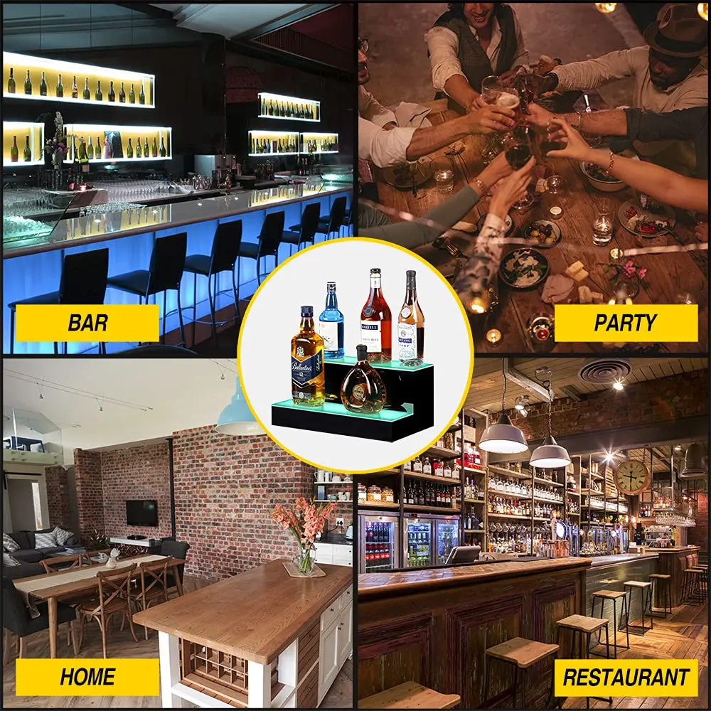 Yageli Custom Acrylic Wine Racks LED Lighted Liquor Bottle Display Stand LED Bar Beer Holder for Liquor