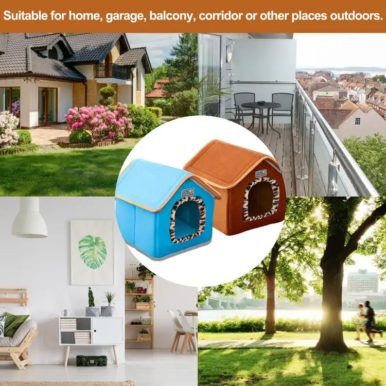 
Foldable pet shelter for pet cats winter thick warmth removable and washable foldable stray cat litter 