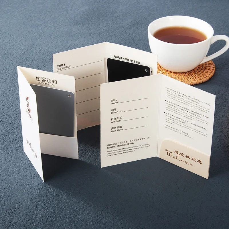 Custom Printing Hotel Room Key Card Paper Sleeve Holder Credit Card Keycard Envelopes Pocket Folded Business Paper Card