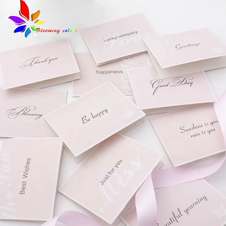 Custom Design White Pink Paper Center- fold Thanks Card and Holiday Card