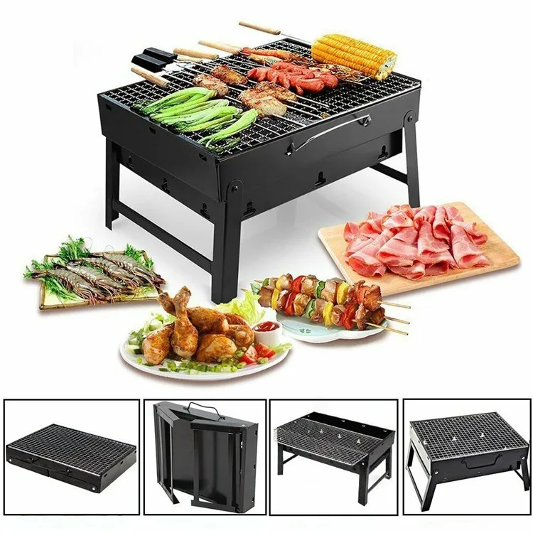 custom logo barbecue accessories Cold Rolled Steel Outdoor Camping Picnic Tool Barbecue Charcoal Grill Stove Foldable BBQ