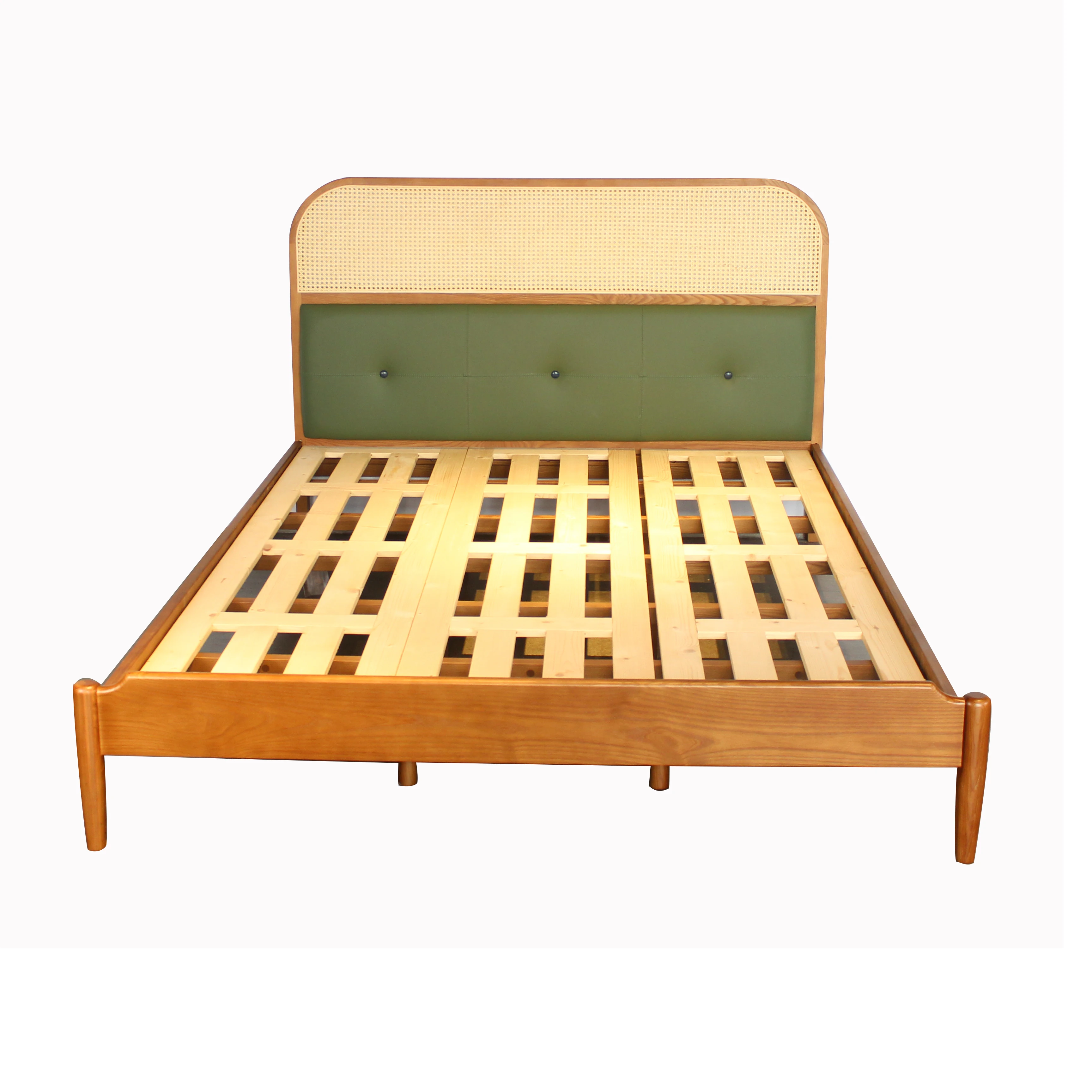 Оптовая продажа с фабрики, Скандинавская мебель для дома и спальни, кровать из цельной древесины, ротанговая тростниковая двойная кровать 1,5 м, 1,8 м