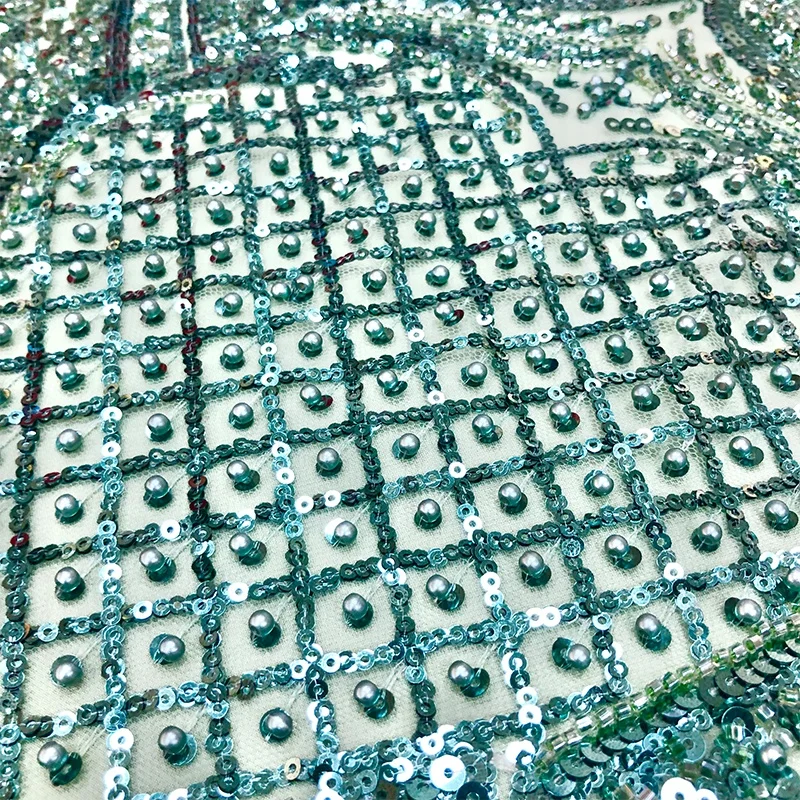 Luxury sequin embroidered beads handmade bride French beaded lace fabric WS3444