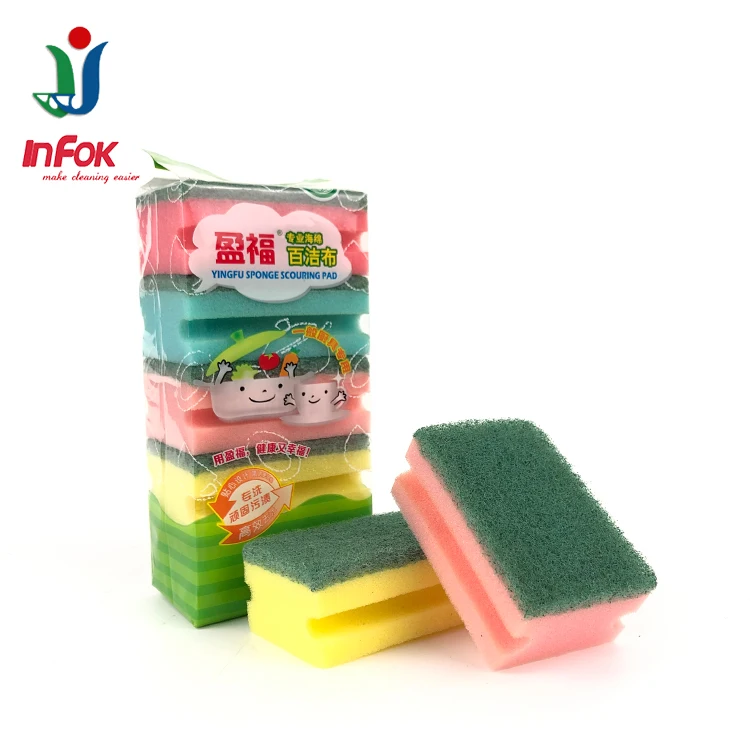 High Quality Colorful Cleaner Cleaning Scrub Wash Kitchen Supplies Sponge Scourer