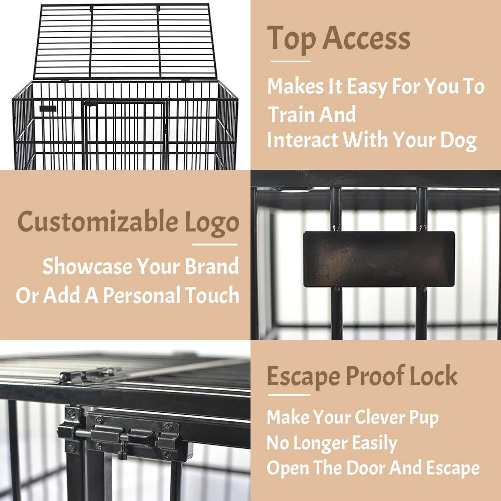 Stackable Metal Heavy Duty Pet Cages Houses Dog Crate With Tray Dog Kennel House