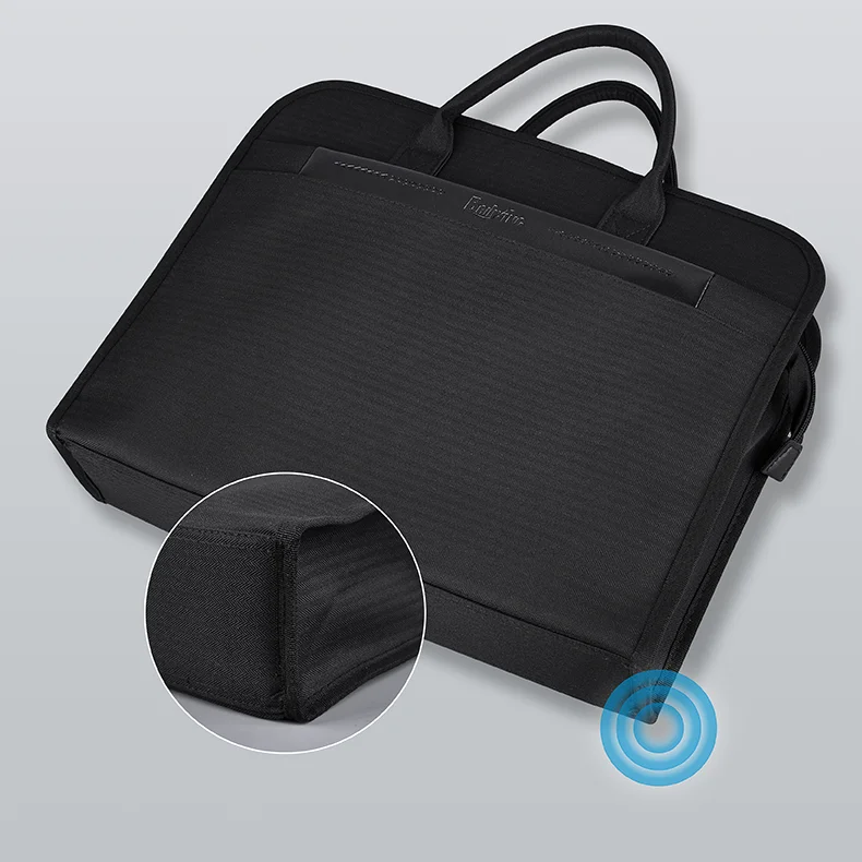 New Design B-2501 Large-Capacity Expending Black Business Briefcase PU Leather Office 15 Inches Laptop Bag For Men