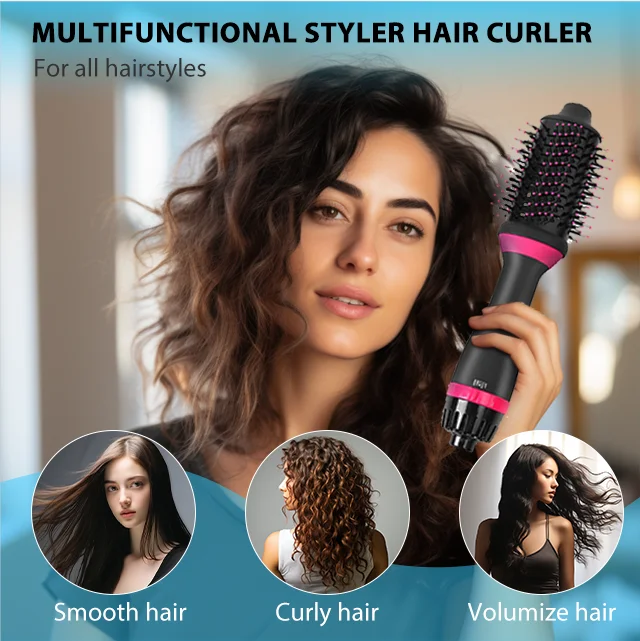 Care Negative Ion Heated Rollers Curlers Hair Straightener Brush With Clips Balance Curler