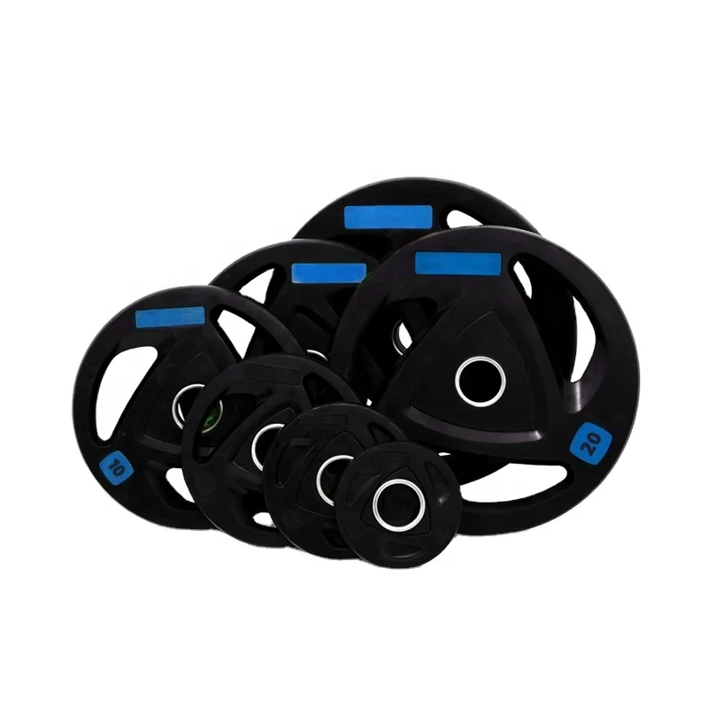 Custom Logo Tri Grip Weight Plates Rubber Gym Plates 25KG Cast Iron Bumper Plates For Barbell Weight Discs