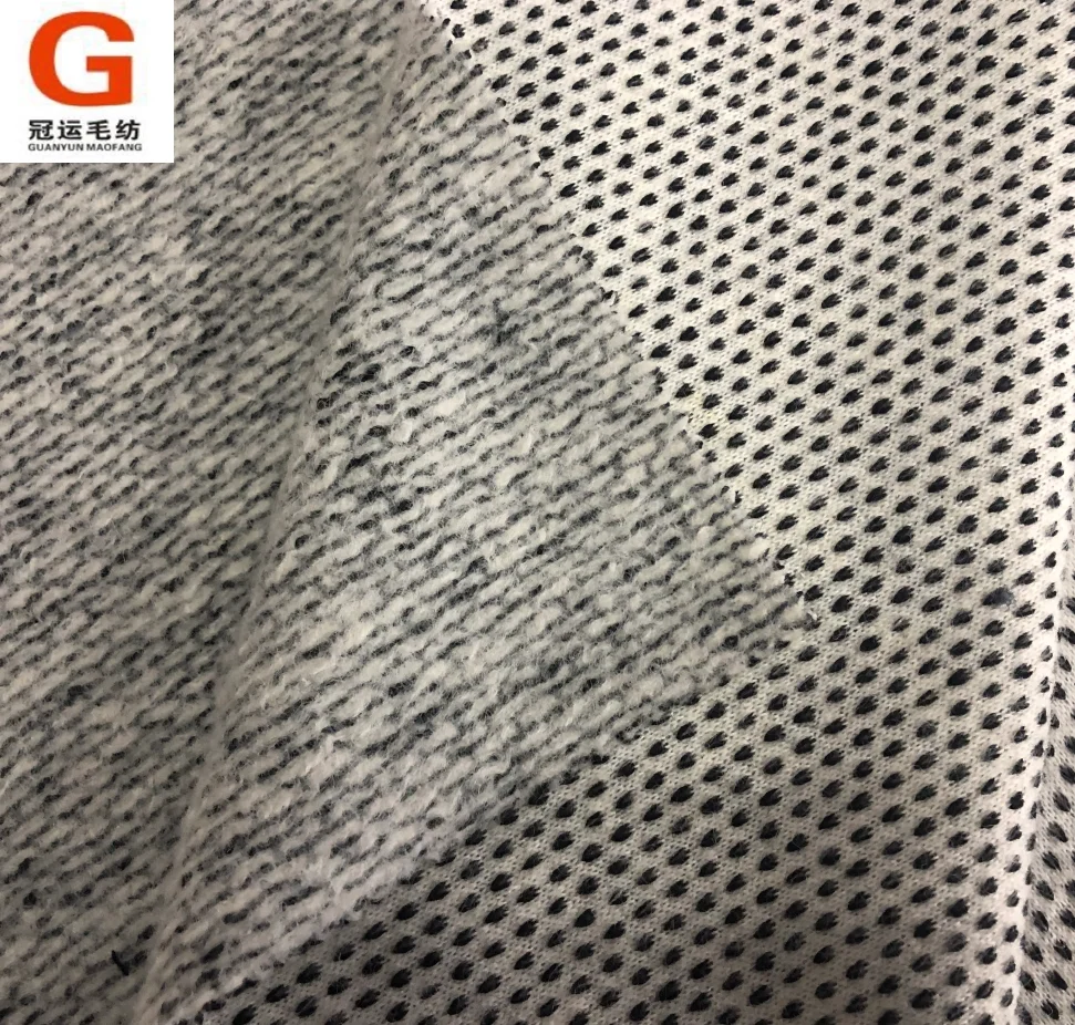 High quality 100% polyester wool like womens thick button woolen knit fabric