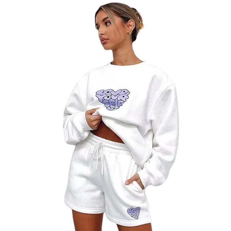Лидер продаж на Amazon, повседневный свитшот с круглым вырезом и длинным рукавом, Женский комплект свитшот с надписью