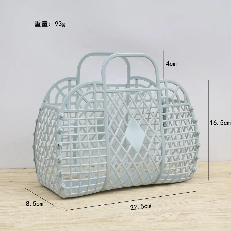 Personalized Retro Vintage Foldable Plastic Pvc Jelly Basket Tote Bag Beach Bag Handbag Purse For Girls Women Party Favor Bags
