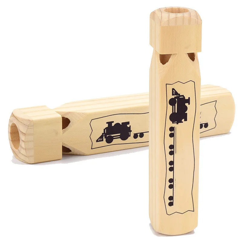 1PCS Locomotive Sound Warning Steam Wood Steam Train Whistle Toy Wooden Train Whistle wooden musical instrument