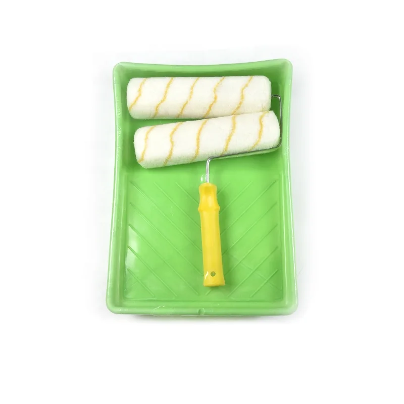 Good quality 9 inch Acrylic fabric with plastic handle and Paint plastic tray  Paint tool set