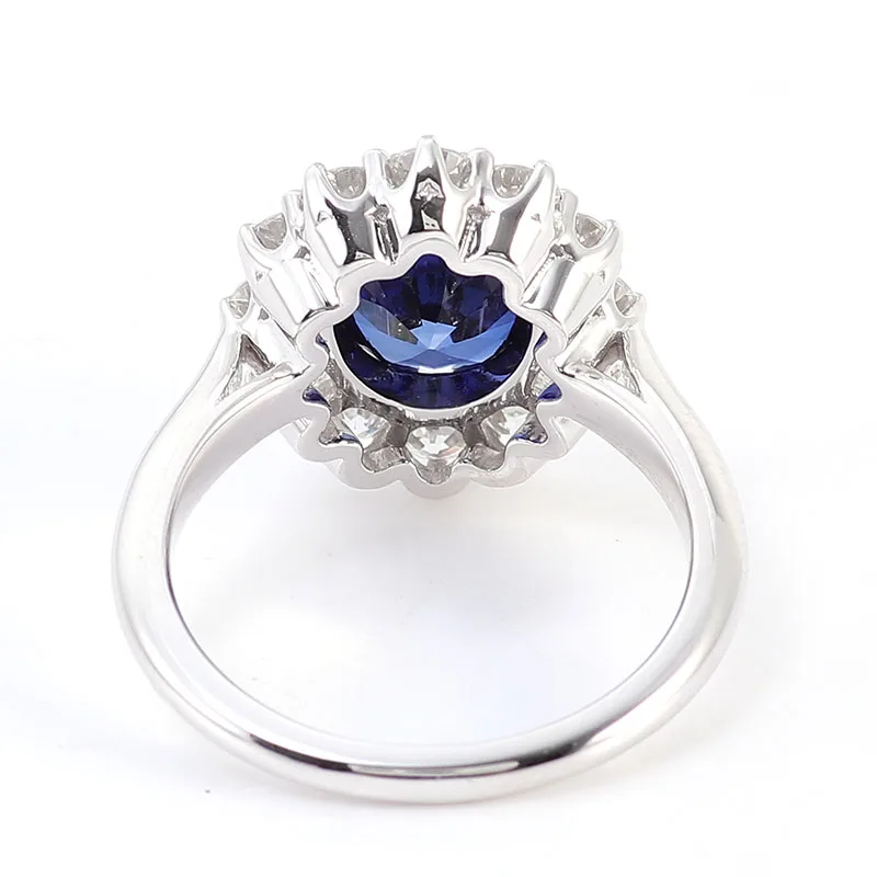Popular Style Blue sapphire Gemstone Moissanite Engagement Rings Silver 10K 14K 18K Gold Popular Ring