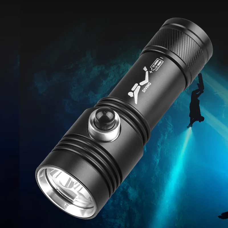 Diving Powerful Flashlight Super Bright XHP50 Rechargeable Flashlight High Power Aluminum Waterproof LED Torch